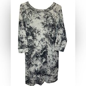 Chicos Zenergy 3/4 Sleeve Sweatshirt Dress Gray Tie Dye